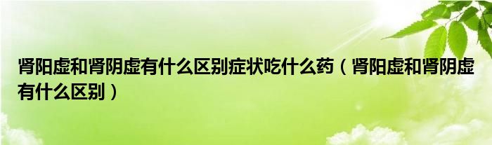 腎陽(yáng)虛和腎陰虛有什么區(qū)別癥狀吃什么藥（腎陽(yáng)虛和腎陰虛有什么區(qū)別）