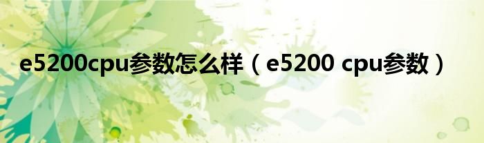 e5200cpu參數(shù)怎么樣（e5200 cpu參數(shù)）
