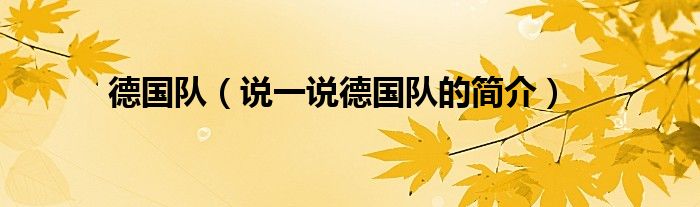 德國隊（說一說德國隊的簡介）