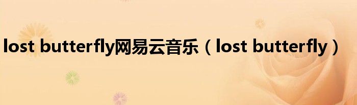 lost butterfly網(wǎng)易云音樂(lè)（lost butterfly）
