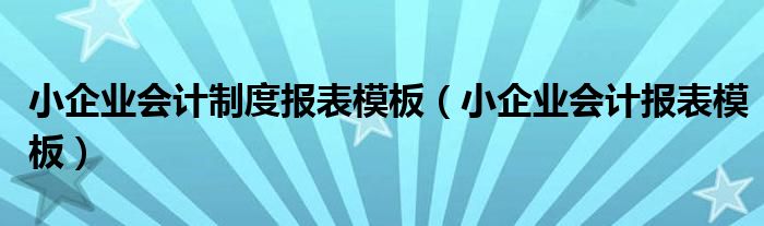 小企業(yè)會計制度報表模板（小企業(yè)會計報表模板）