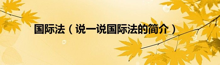 國際法（說一說國際法的簡介）