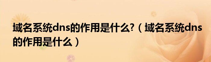 域名系統(tǒng)dns的作用是什么?（域名系統(tǒng)dns的作用是什么）