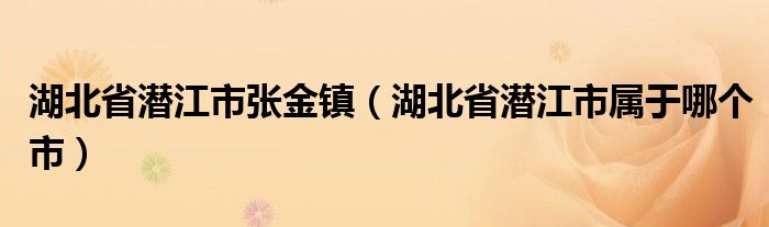 湖北省潛江市張金鎮(zhèn)（湖北省潛江市屬于哪個市）