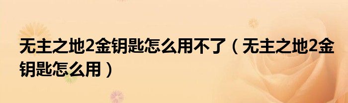 無主之地2金鑰匙怎么用不了（無主之地2金鑰匙怎么用）