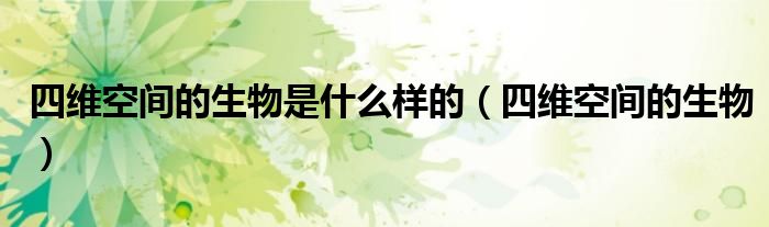 四維空間的生物是什么樣的（四維空間的生物）