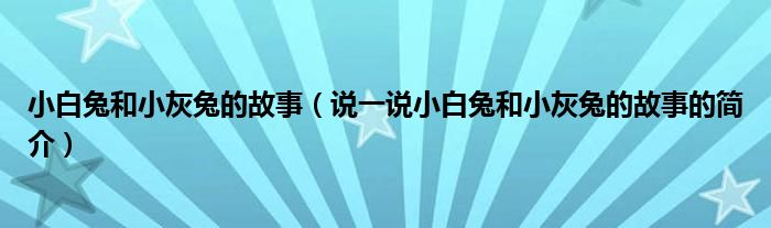 小白兔和小灰兔的故事（說(shuō)一說(shuō)小白兔和小灰兔的故事的簡(jiǎn)介）