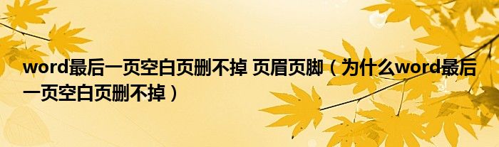 word最后一頁空白頁刪不掉 頁眉頁腳（為什么word最后一頁空白頁刪不掉）