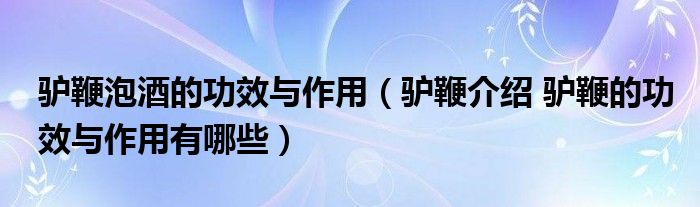 驢鞭泡酒的功效與作用（驢鞭介紹 驢鞭的功效與作用有哪些）