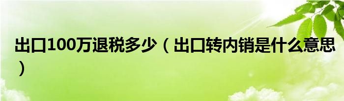 出口100萬(wàn)退稅多少（出口轉(zhuǎn)內(nèi)銷(xiāo)是什么意思）
