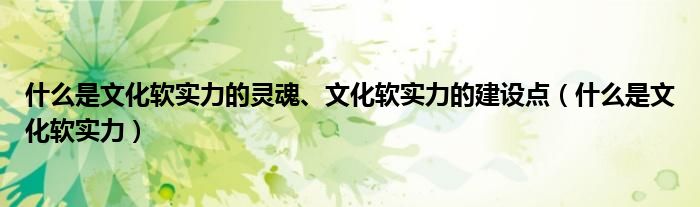 什么是文化軟實(shí)力的靈魂、文化軟實(shí)力的建設(shè)點(diǎn)（什么是文化軟實(shí)力）