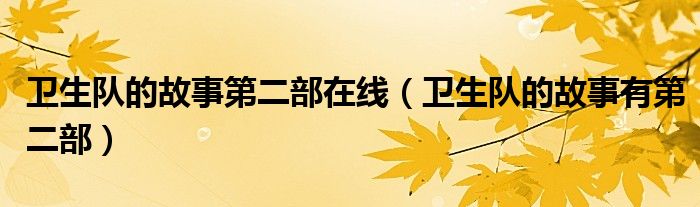 衛(wèi)生隊(duì)的故事第二部在線（衛(wèi)生隊(duì)的故事有第二部）
