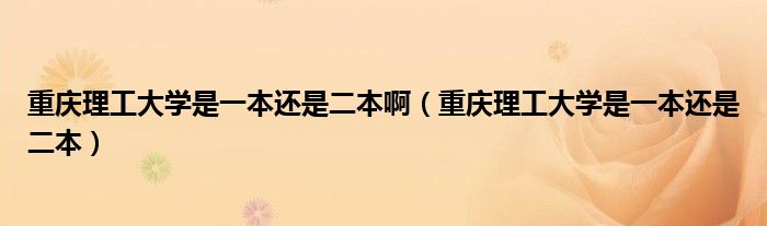 重慶理工大學(xué)是一本還是二本?。ㄖ貞c理工大學(xué)是一本還是二本）