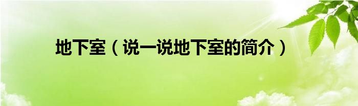 地下室（說一說地下室的簡介）