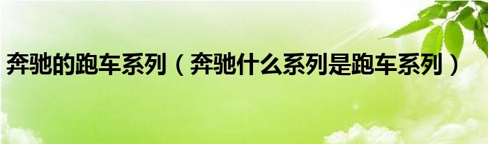 奔馳的跑車系列（奔馳什么系列是跑車系列）