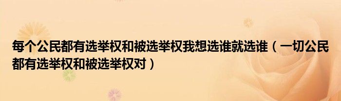每個公民都有選舉權(quán)和被選舉權(quán)我想選誰就選誰（一切公民都有選舉權(quán)和被選舉權(quán)對）