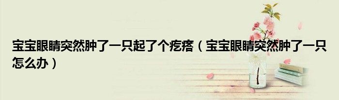 寶寶眼睛突然腫了一只起了個疙瘩（寶寶眼睛突然腫了一只怎么辦）