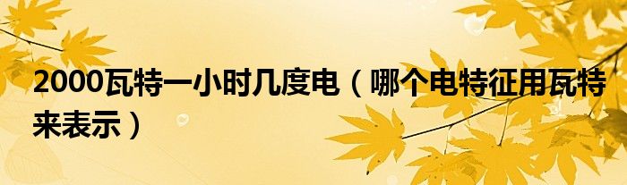 2000瓦特一小時幾度電（哪個電特征用瓦特來表示）