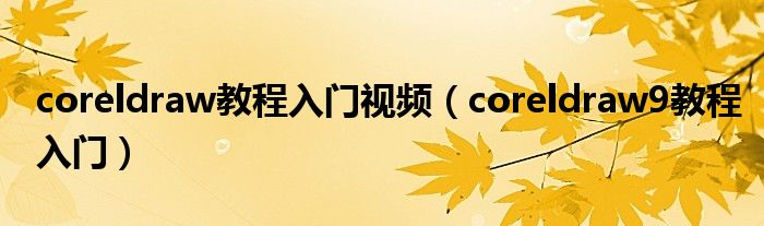 coreldraw教程入門視頻（coreldraw9教程入門）