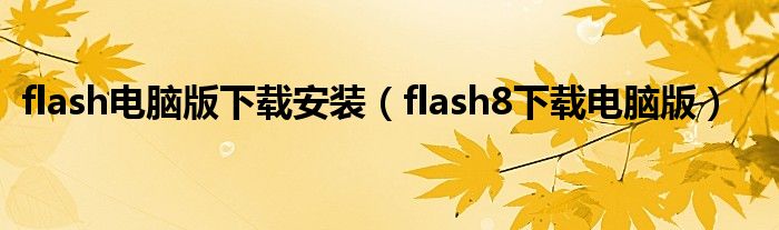 flash電腦版下載安裝（flash8下載電腦版）