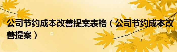 公司節(jié)約成本改善提案表格（公司節(jié)約成本改善提案）