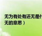 無為有處有還無是什么意思（假作真時真亦假無為有處有還無的意思）