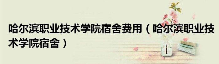 哈爾濱職業(yè)技術(shù)學(xué)院宿舍費(fèi)用（哈爾濱職業(yè)技術(shù)學(xué)院宿舍）