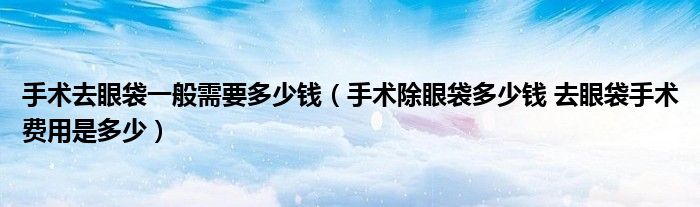 手術(shù)去眼袋一般需要多少錢（手術(shù)除眼袋多少錢 去眼袋手術(shù)費用是多少）