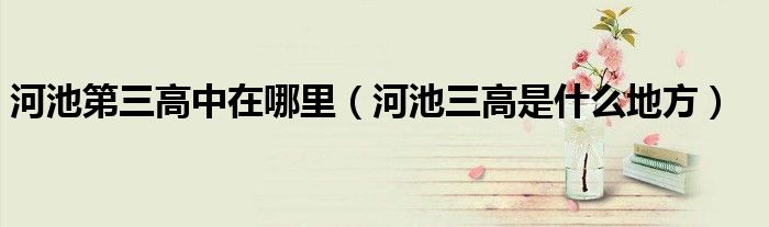 河池第三高中在哪里（河池三高是什么地方）