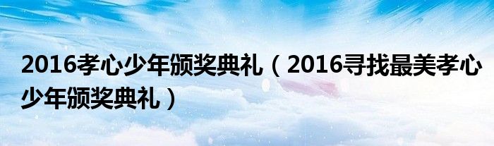 2016孝心少年頒獎(jiǎng)典禮（2016尋找最美孝心少年頒獎(jiǎng)典禮）
