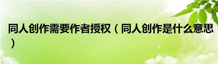 同人創(chuàng)作需要作者授權(quán)（同人創(chuàng)作是什么意思）