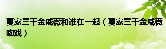 夏家三千金戚薇和誰在一起（夏家三千金戚薇吻戲）