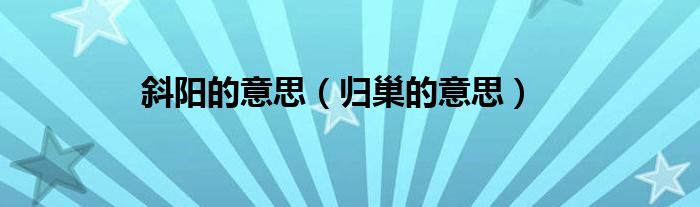 斜陽(yáng)的意思（歸巢的意思）