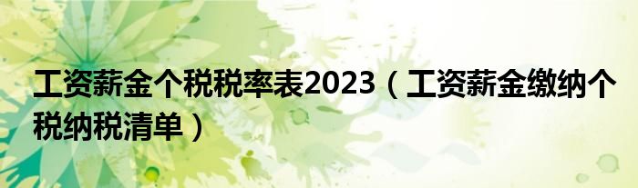 工資薪金個(gè)稅稅率表2023（工資薪金繳納個(gè)稅納稅清單）