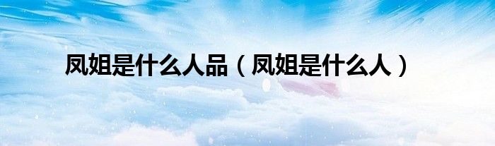 鳳姐是什么人品（鳳姐是什么人）