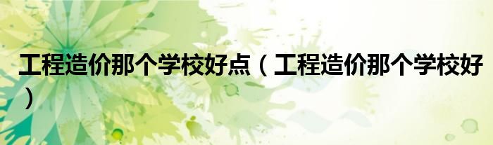 工程造價(jià)那個(gè)學(xué)校好點(diǎn)（工程造價(jià)那個(gè)學(xué)校好）