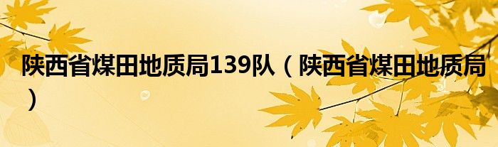 陜西省煤田地質(zhì)局139隊(duì)（陜西省煤田地質(zhì)局）