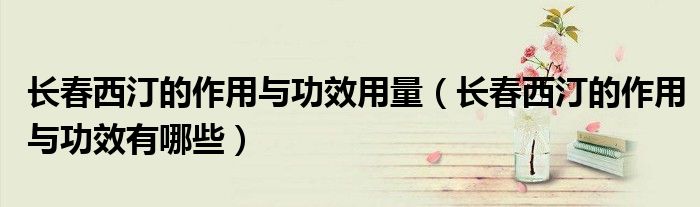 長春西汀的作用與功效用量（長春西汀的作用與功效有哪些）