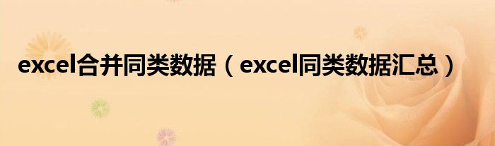 excel合并同類數(shù)據(jù)（excel同類數(shù)據(jù)匯總）
