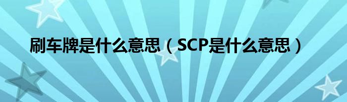 刷車牌是什么意思（SCP是什么意思）