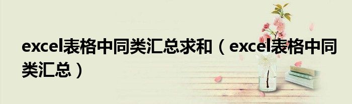 excel表格中同類匯總求和（excel表格中同類匯總）