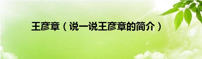 王彥章（說一說王彥章的簡(jiǎn)介）