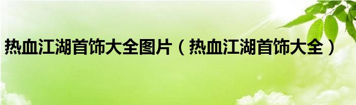 熱血江湖首飾大全圖片（熱血江湖首飾大全）
