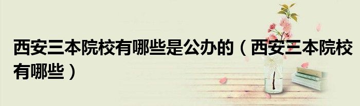 西安三本院校有哪些是公辦的（西安三本院校有哪些）