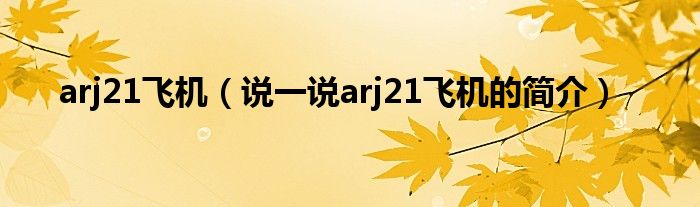 arj21飛機(jī)（說一說arj21飛機(jī)的簡介）