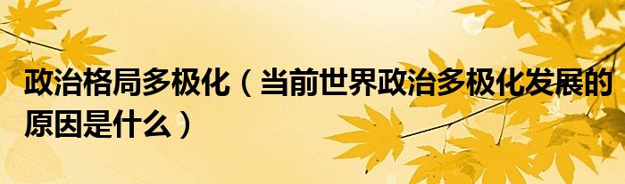 政治格局多極化（當前世界政治多極化發(fā)展的原因是什么）