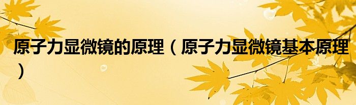原子力顯微鏡的原理（原子力顯微鏡基本原理）