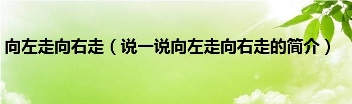 向左走向右走（說一說向左走向右走的簡介）