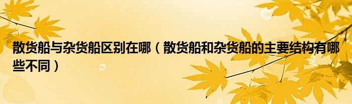 散貨船與雜貨船區(qū)別在哪（散貨船和雜貨船的主要結(jié)構(gòu)有哪些不同）
