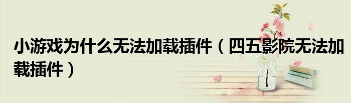 小游戲?yàn)槭裁礋o法加載插件（四五影院無法加載插件）